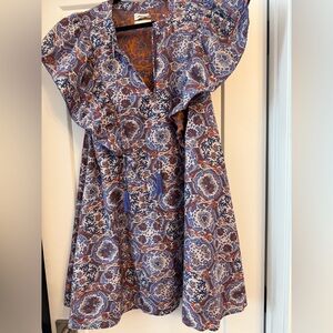 Chufy Memories of Ancient Burma Dress in Blue and Red Size Small